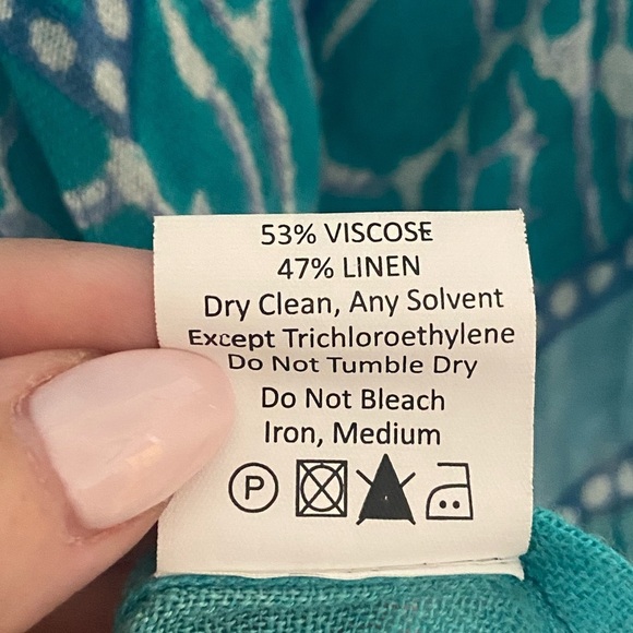 Mud Pie EUC tie dye shell print linen blend poncho beach cover up one size - Picture 4 of 5